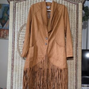 AmericanWEST CAROLYN Pollack Women's Faux Suede Fringe Jacket